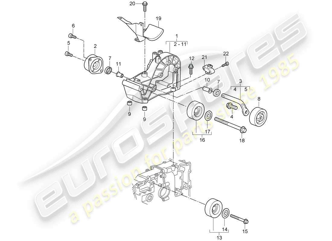 porsche cayman 987 (2007) belt tensioner part diagram