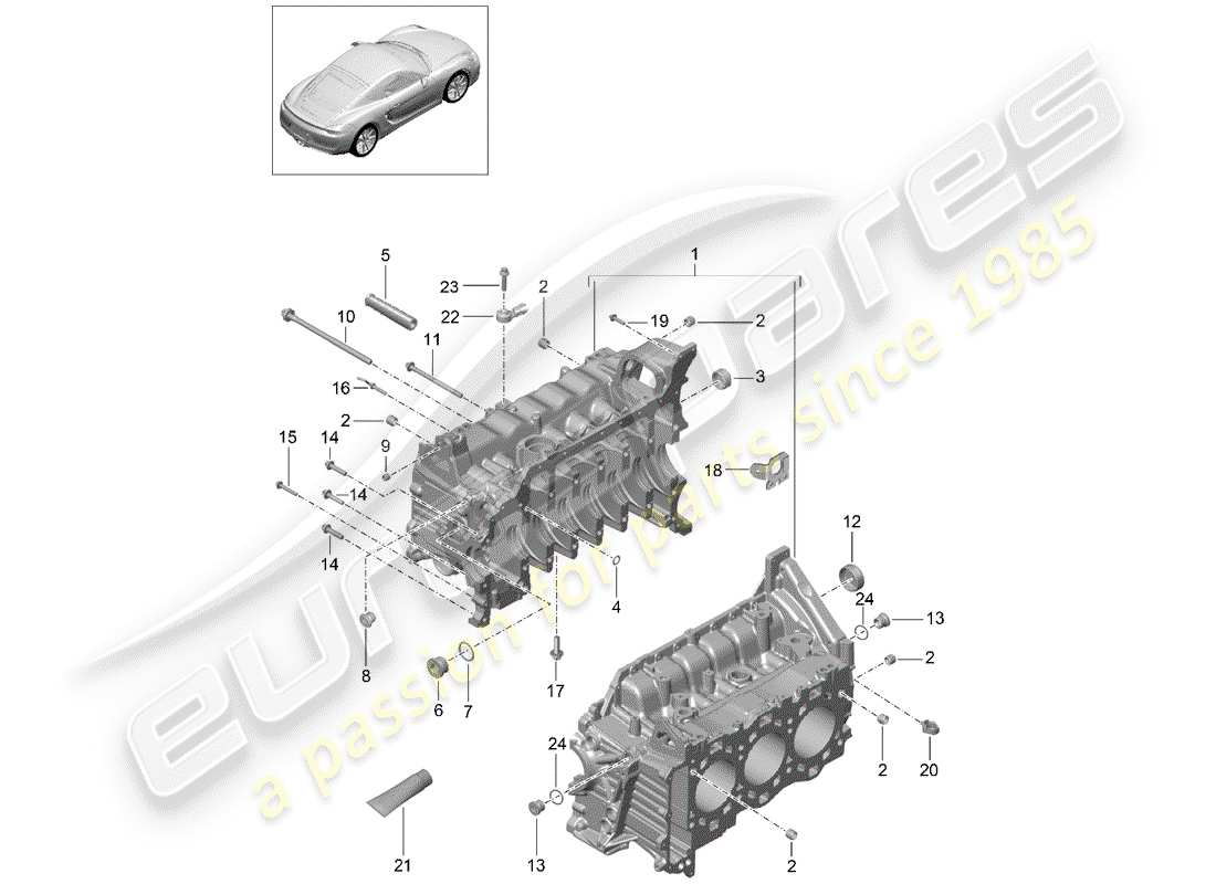 porsche cayman 981 (2014) crankcase part diagram