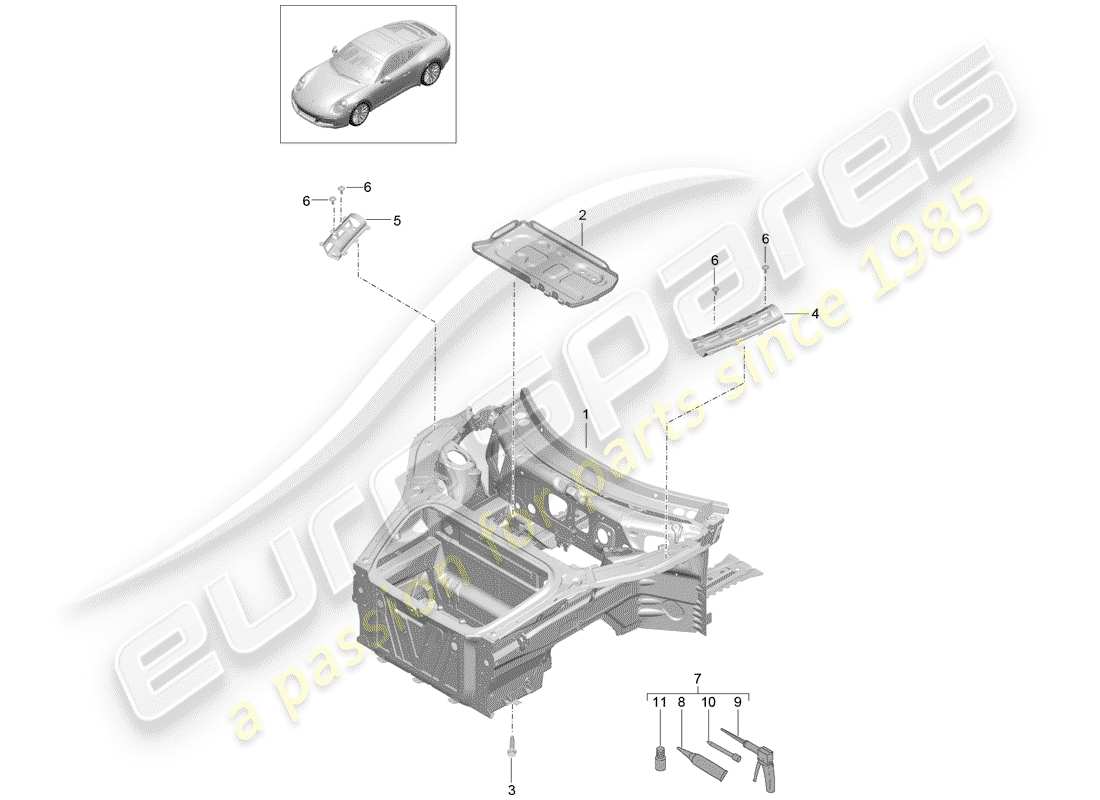 porsche 991 gen. 2 (2017) front end part diagram