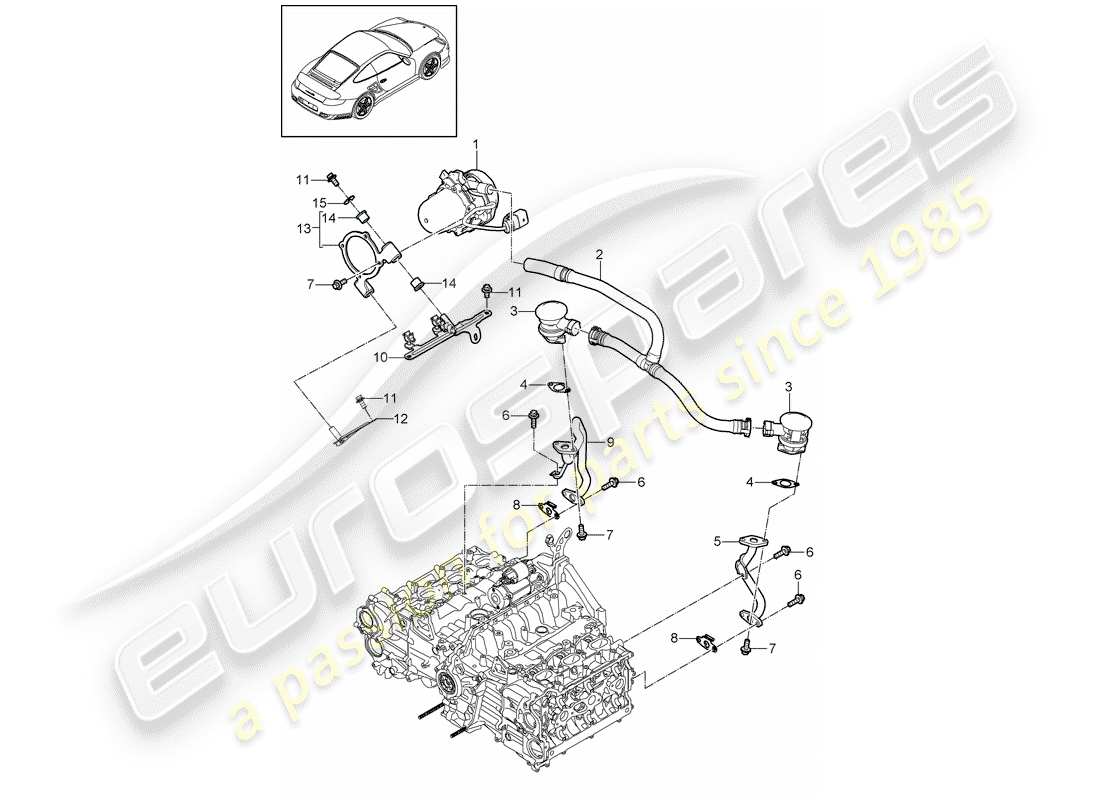 porsche 911 t/gt2rs (2011) exhaust emission control sys- part diagram