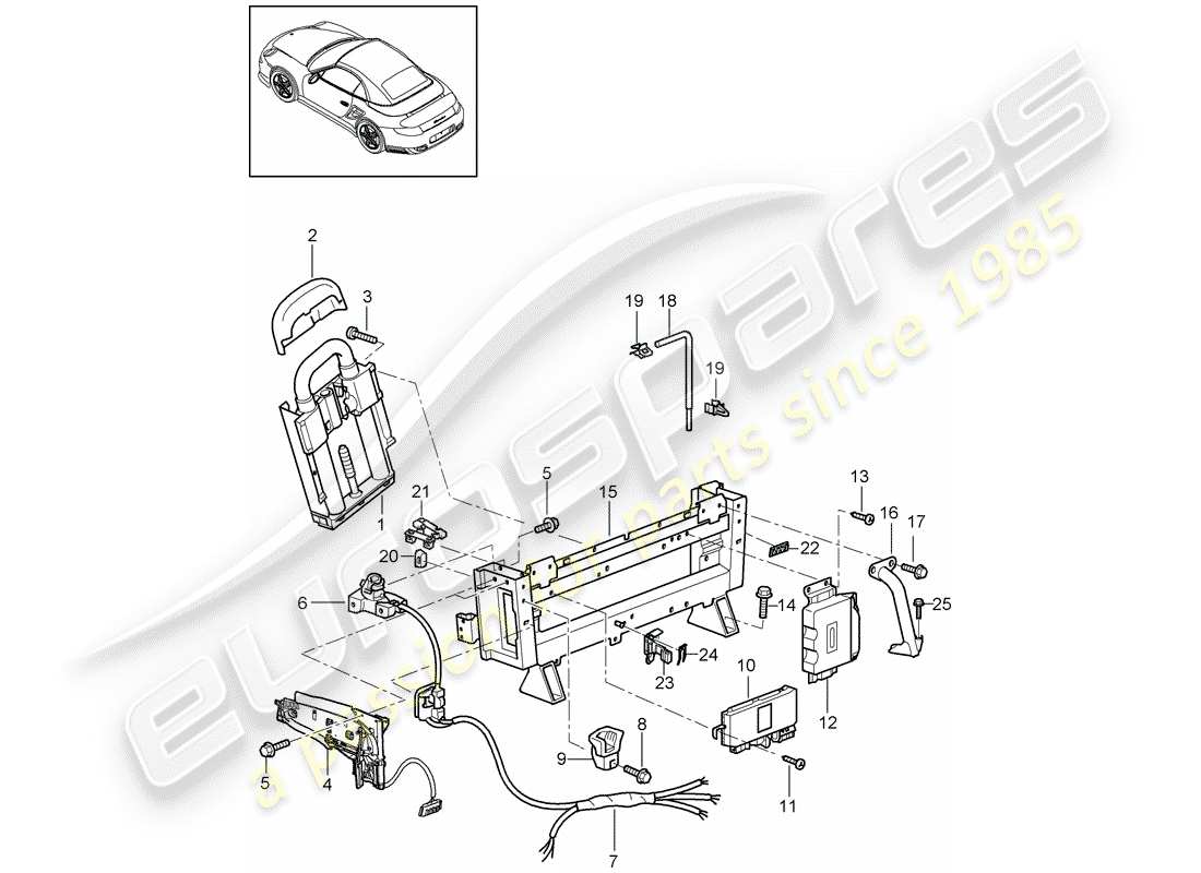 porsche 911 t/gt2rs (2011) roll bar part diagram