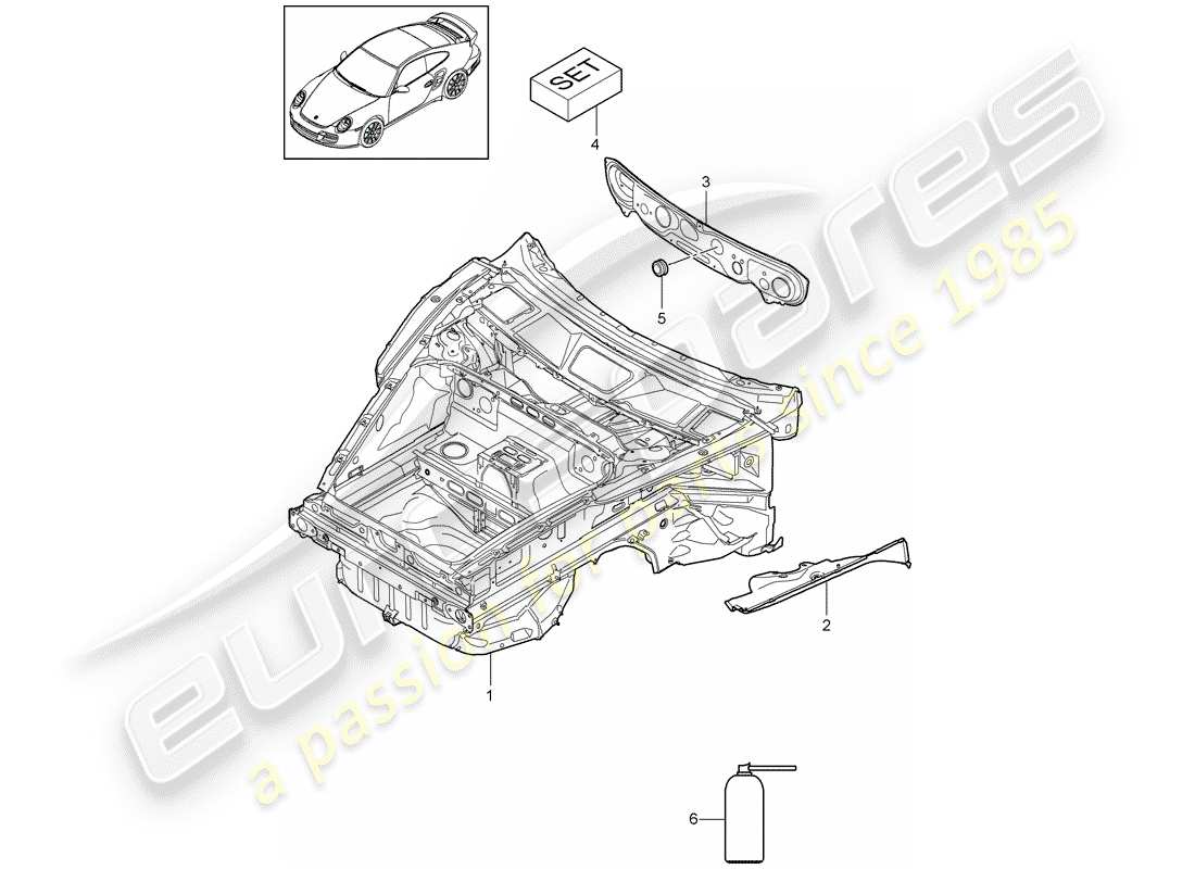 porsche 911 t/gt2rs (2011) front end part diagram