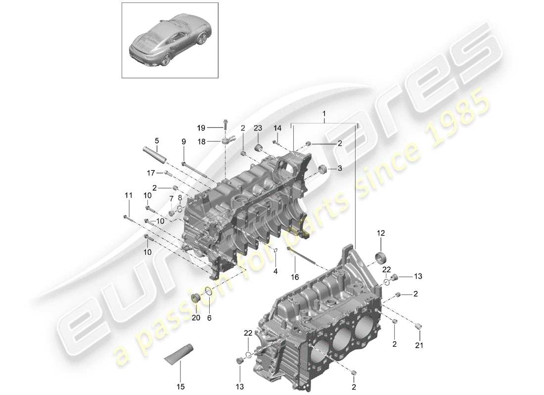 porsche 991 t/gt2rs crankcase part diagram