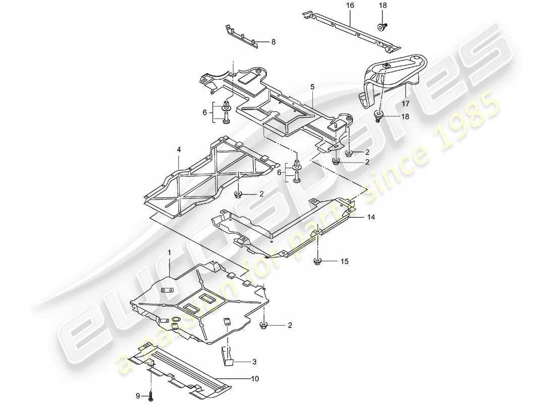 porsche 996 t/gt2 (2002) trims - for - underbody part diagram