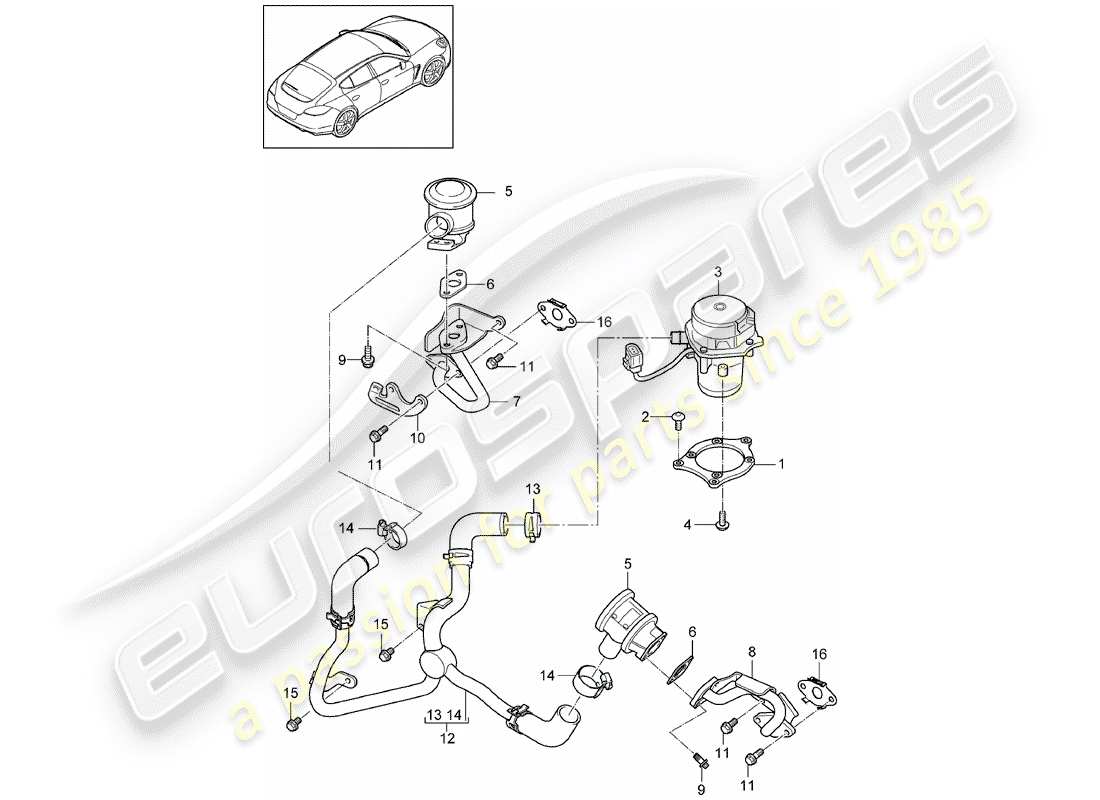 porsche panamera 970 (2012) exhaust emission control sys- part diagram