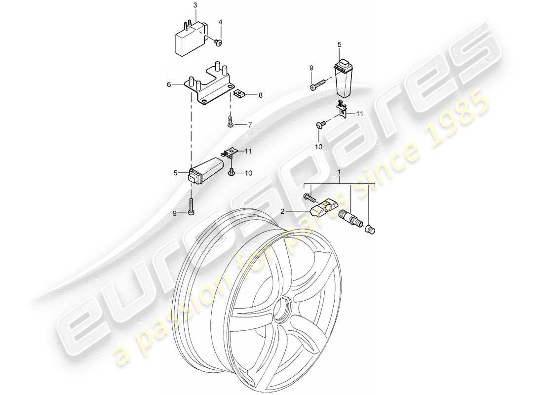 porsche carrera gt (2006) tire pressure control system part diagram