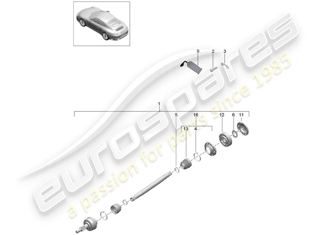 porsche 991 gen. 2 (2017) drive shaft part diagram