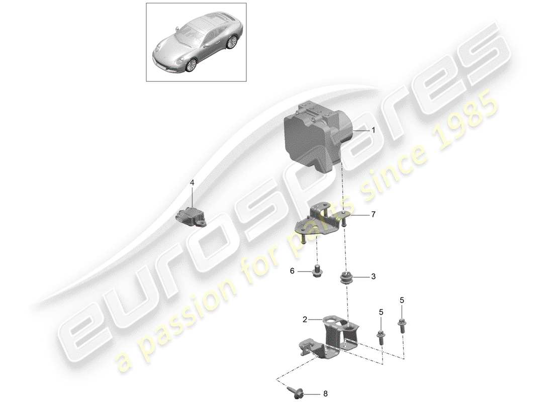 porsche 991 gen. 2 (2018) hydraulic unit part diagram