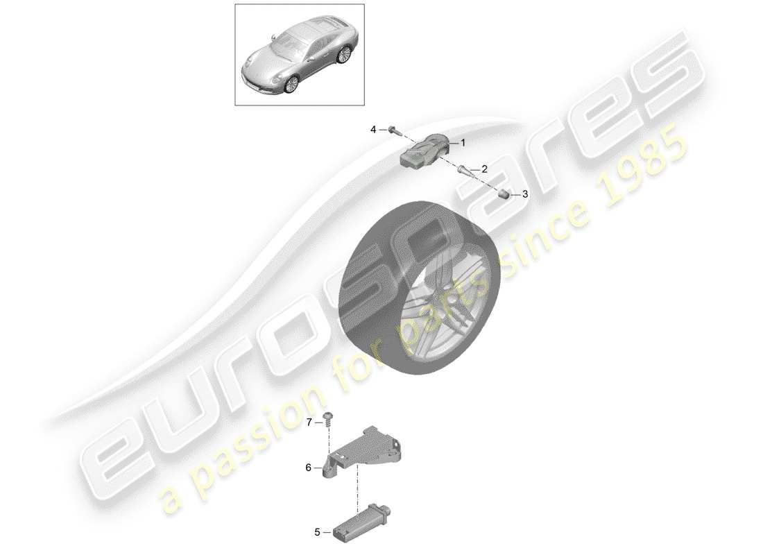 porsche 991 gen. 2 (2018) tire pressure control system part diagram