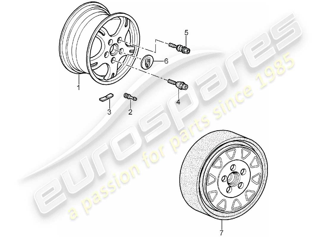 porsche boxster 987 (2005) wheels part diagram