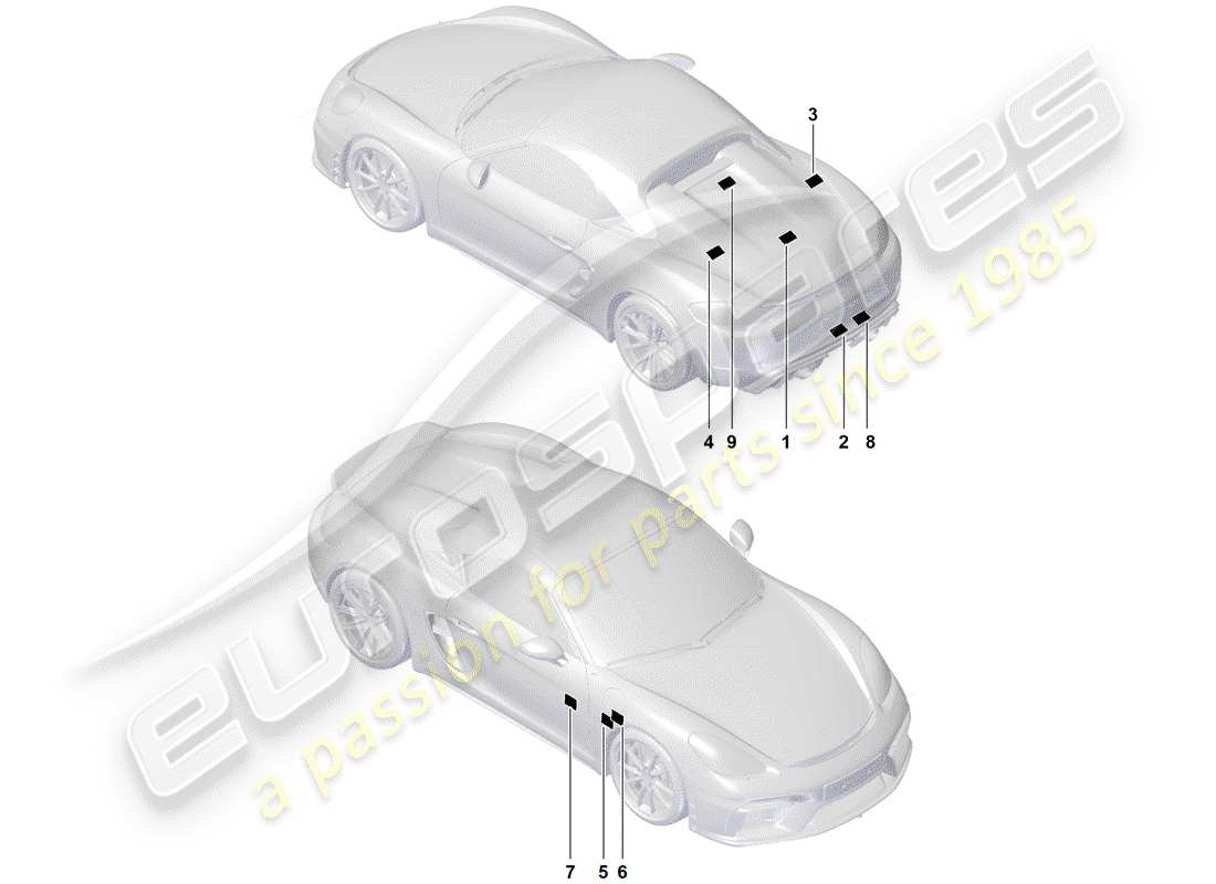 porsche boxster spyder (2020) signs/notices part diagram