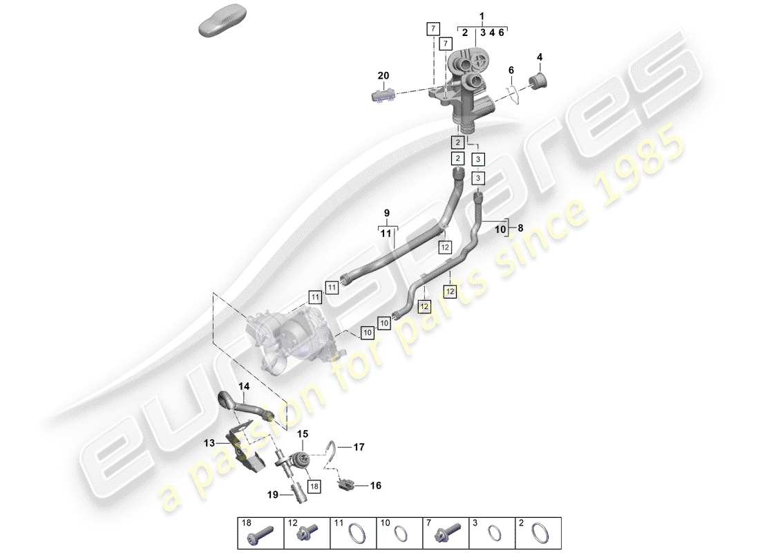 porsche boxster spyder (2020) water cooling part diagram