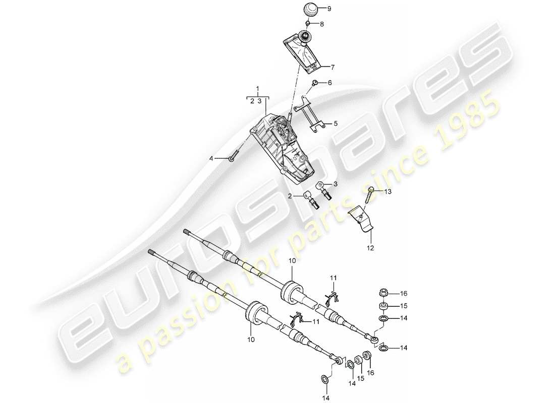 porsche carrera gt (2006) transmission control - manual gearbox part diagram