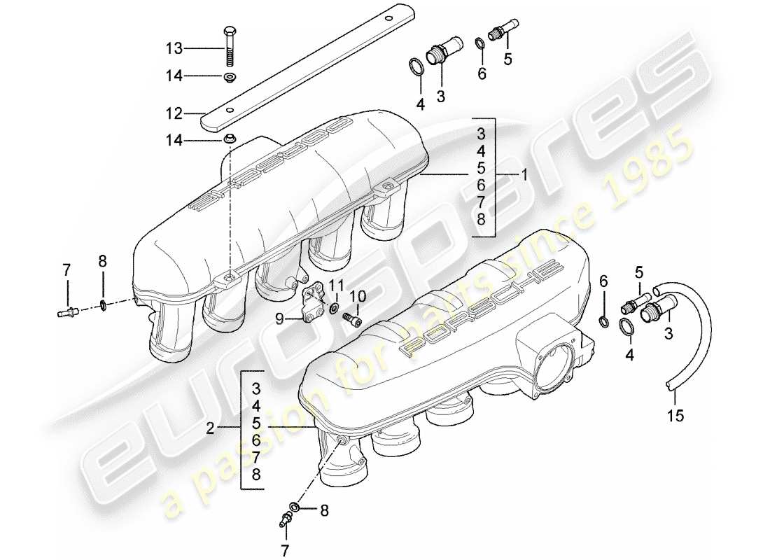 porsche carrera gt (2006) intake air distributor part diagram