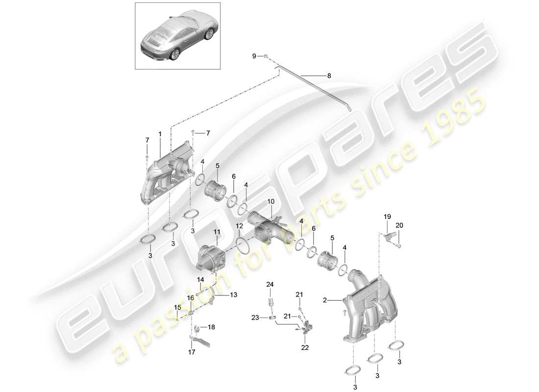 porsche 991 gen. 2 (2018) intake air distributor part diagram