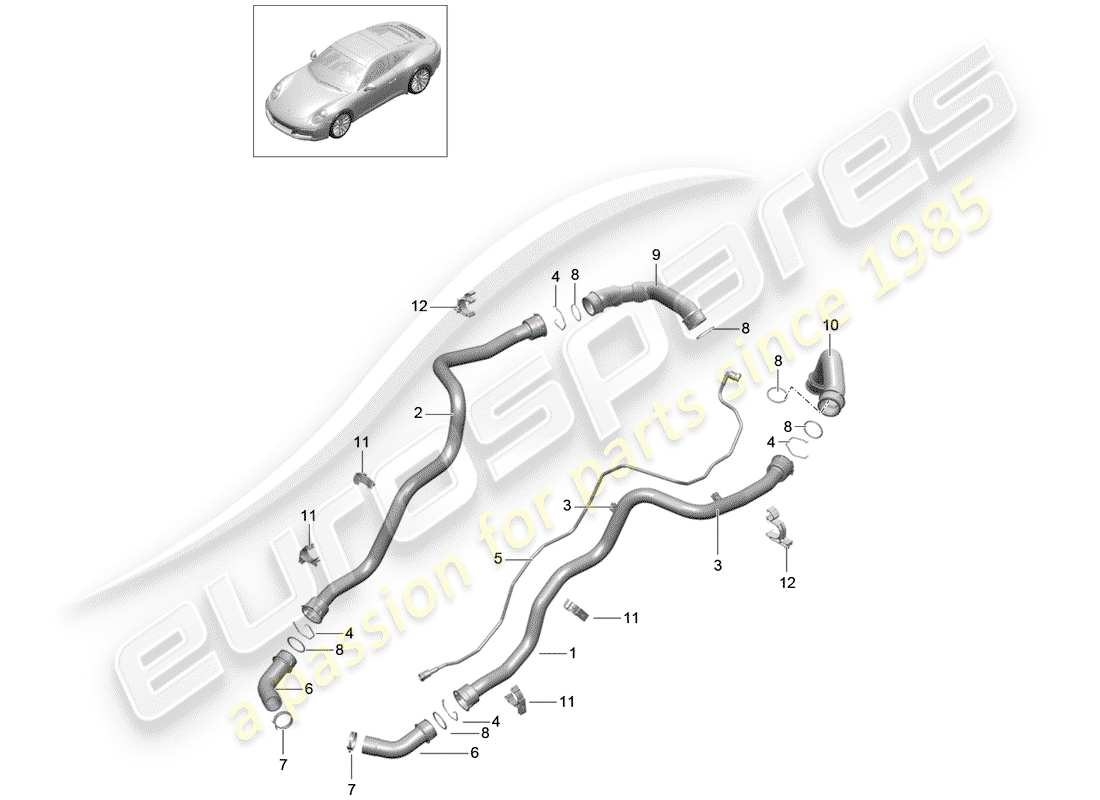 porsche 991 gen. 2 (2018) water cooling part diagram