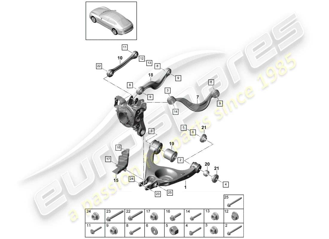 porsche panamera 971 (2017) track control arm part diagram