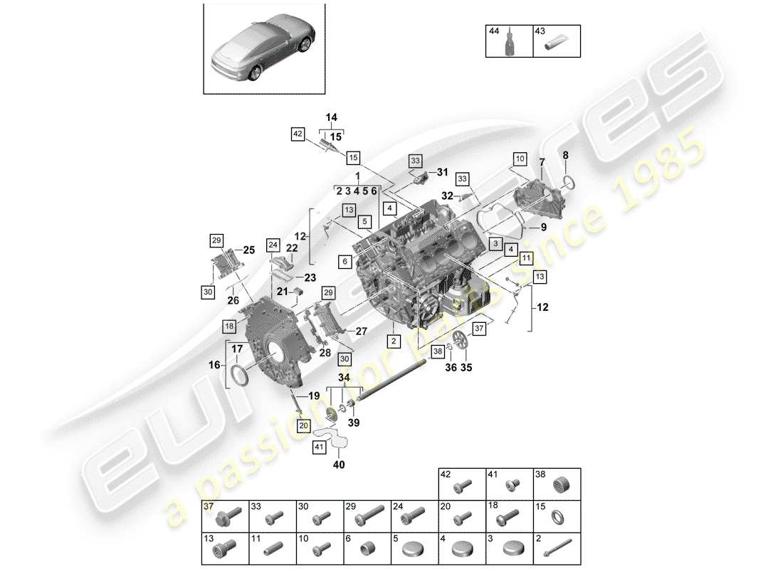 porsche panamera 971 (2017) crankcase part diagram