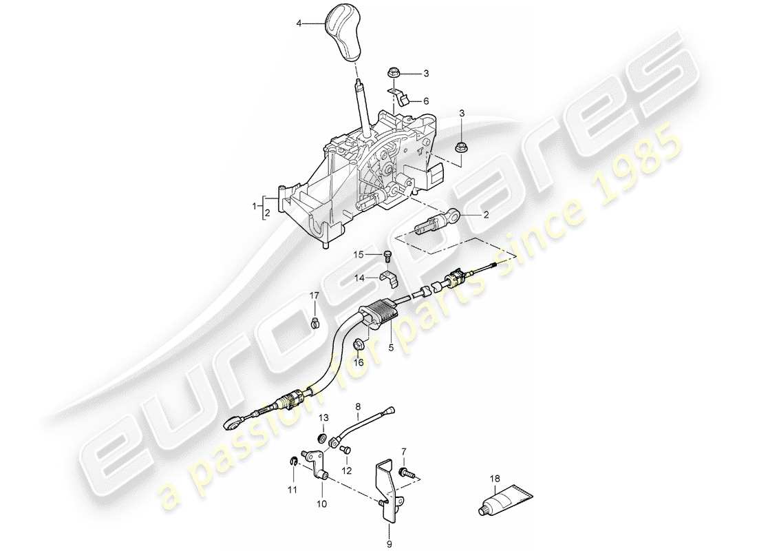 porsche boxster 987 (2005) selector lever part diagram