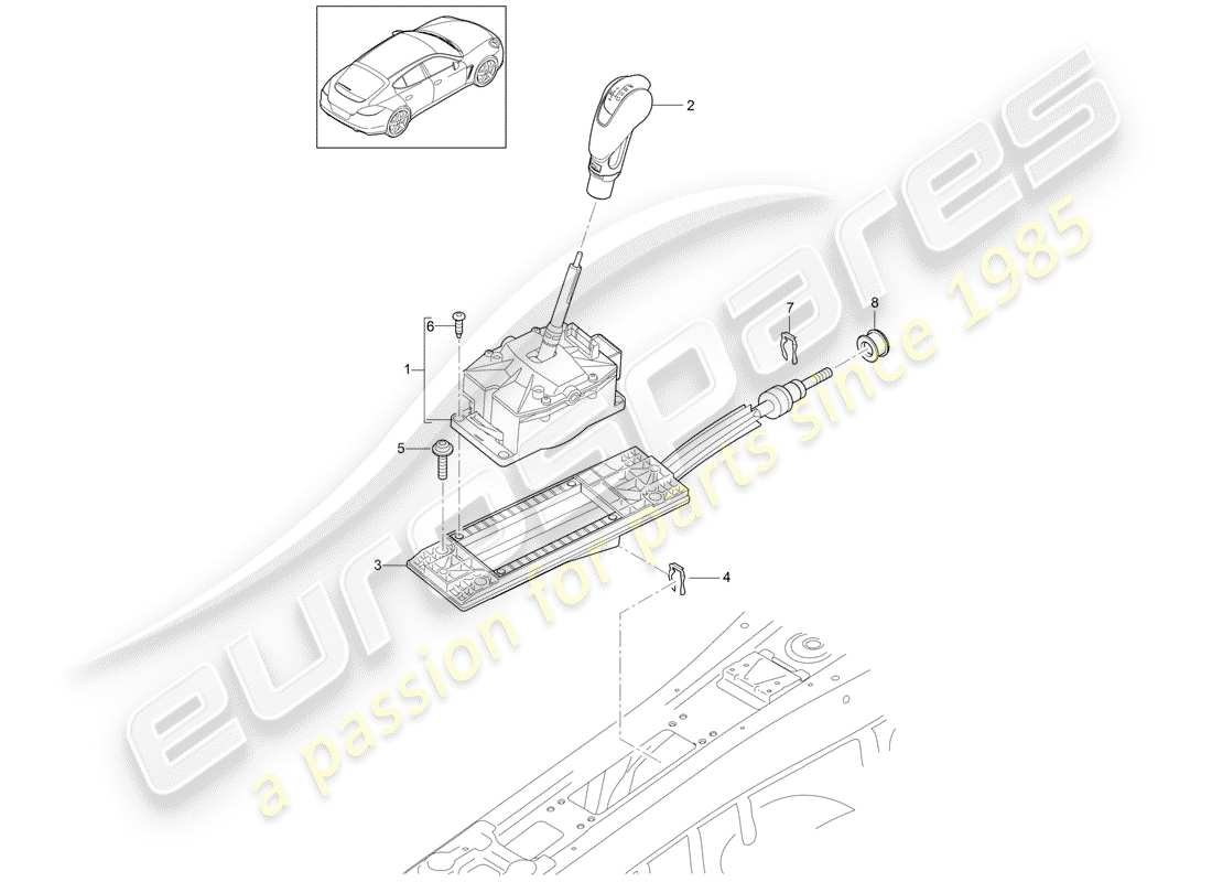 porsche panamera 970 (2012) selector lever part diagram