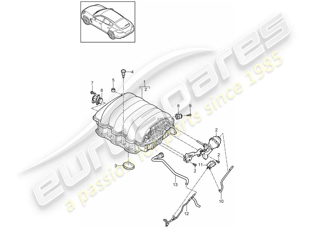 porsche panamera 970 (2012) intake air distributor part diagram