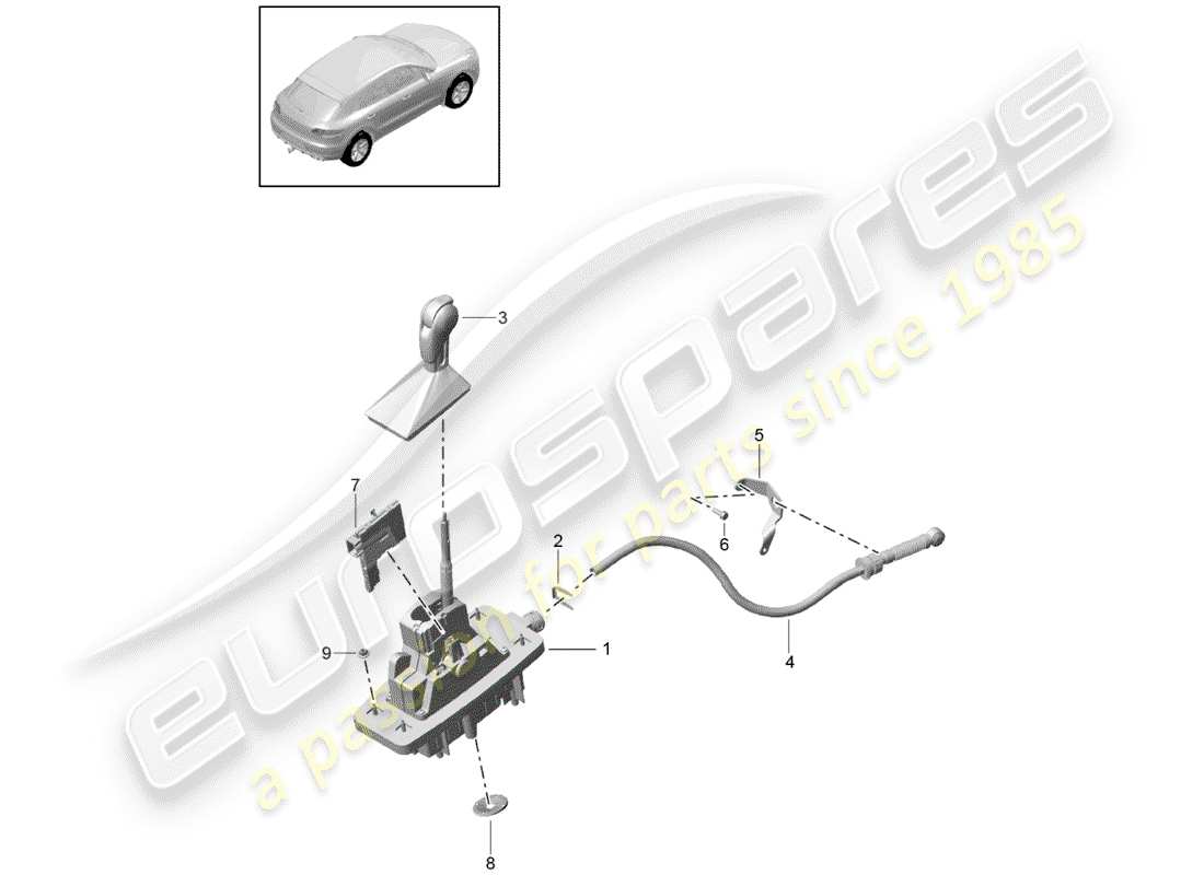 porsche macan (2019) selector lever part diagram