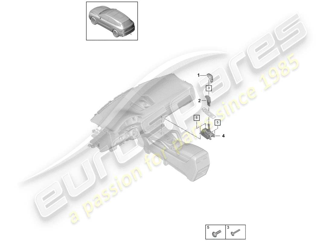 porsche cayenne e3 (2019) selector lever part diagram