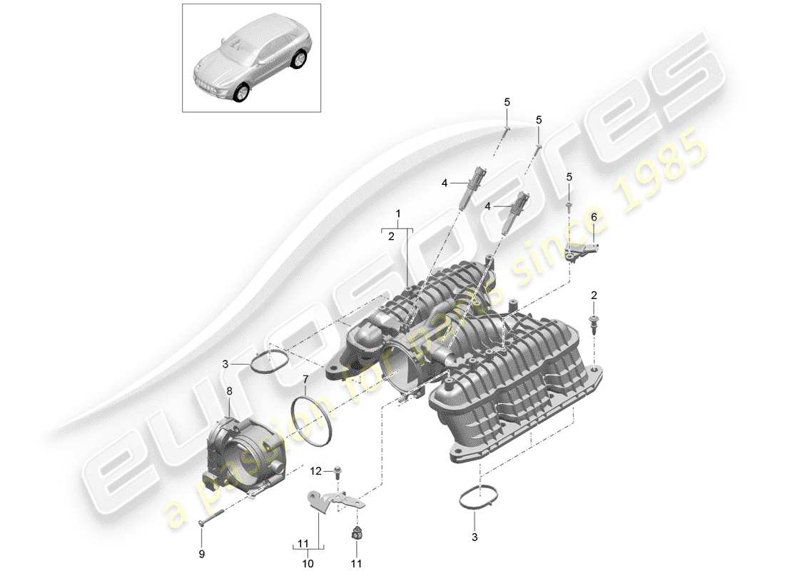 porsche macan (2018) intake air distributor part diagram