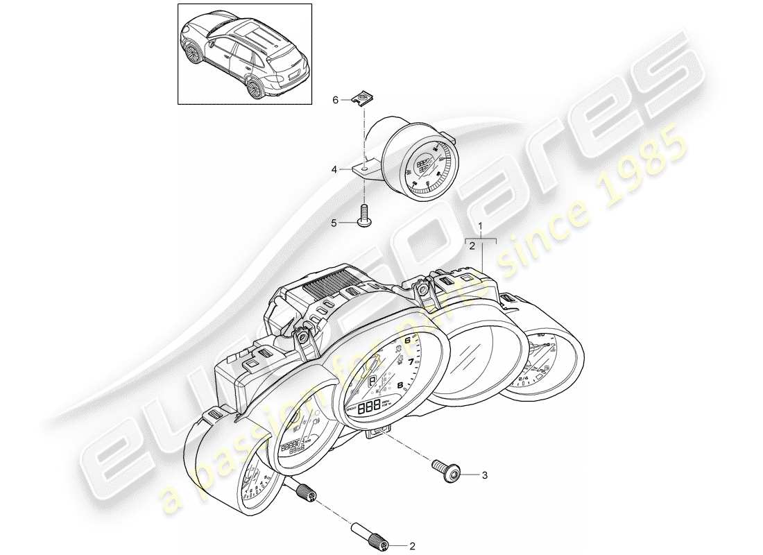 porsche cayenne e2 (2012) instrument cluster part diagram