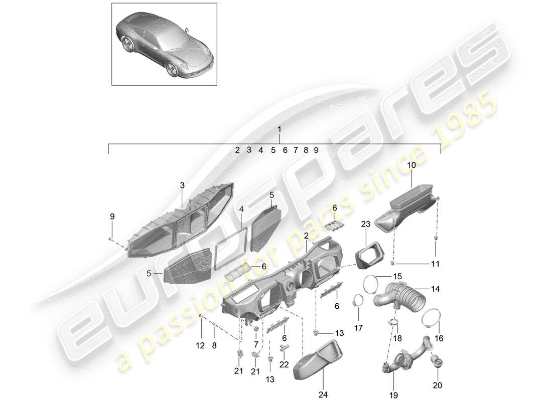 porsche 991 (2013) air cleaner part diagram