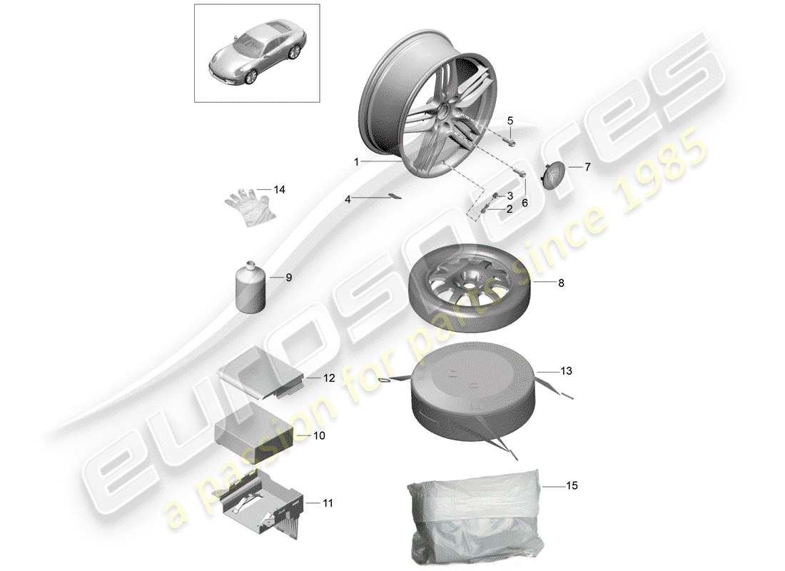 porsche 991 (2013) wheels part diagram