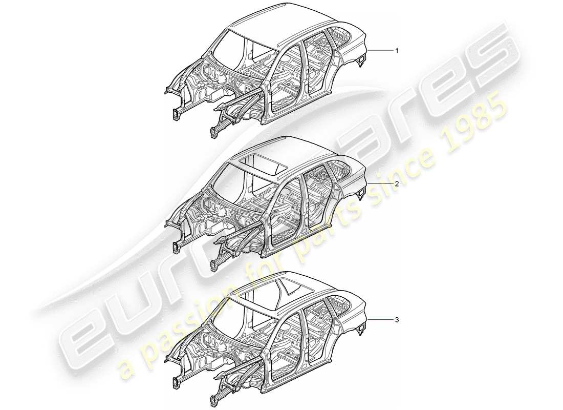 porsche cayenne (2010) car body part diagram