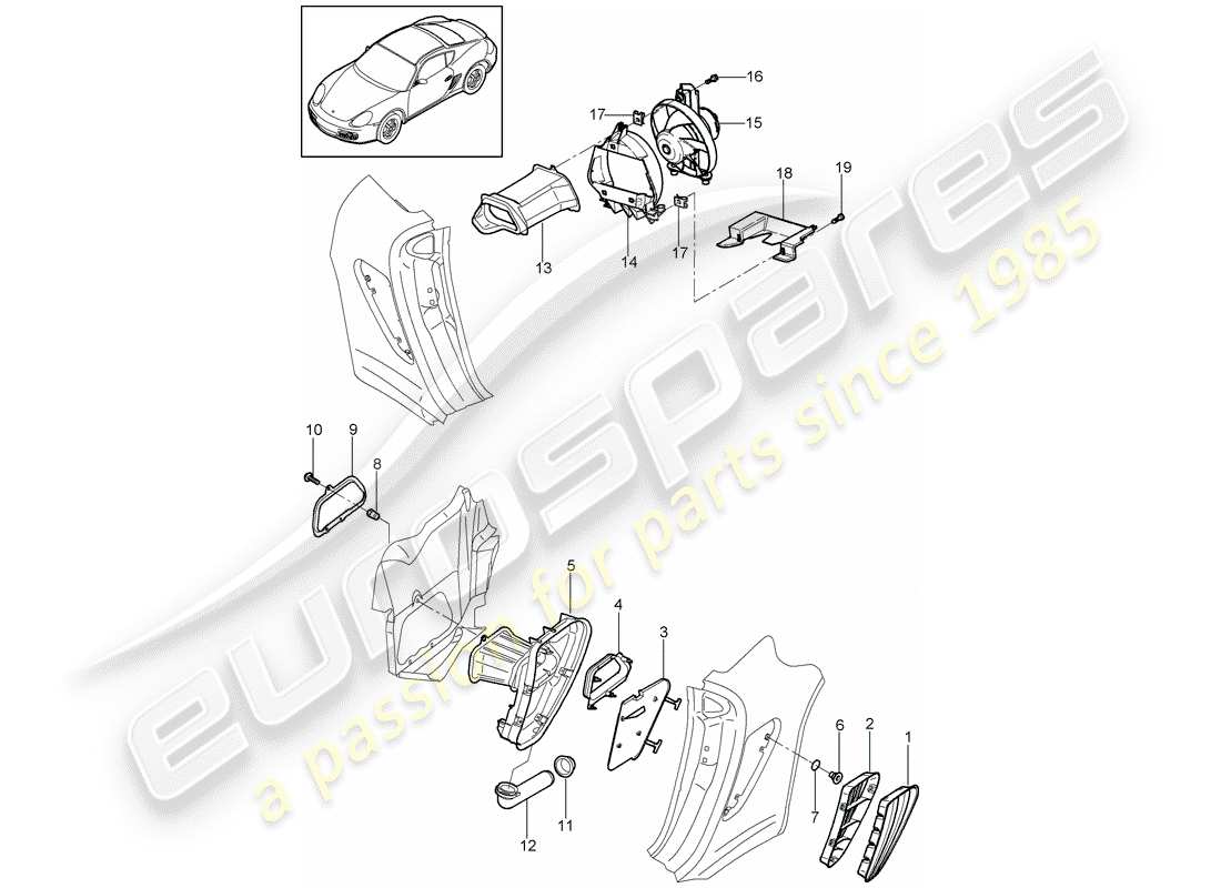 porsche cayman 987 (2012) ventilation part diagram