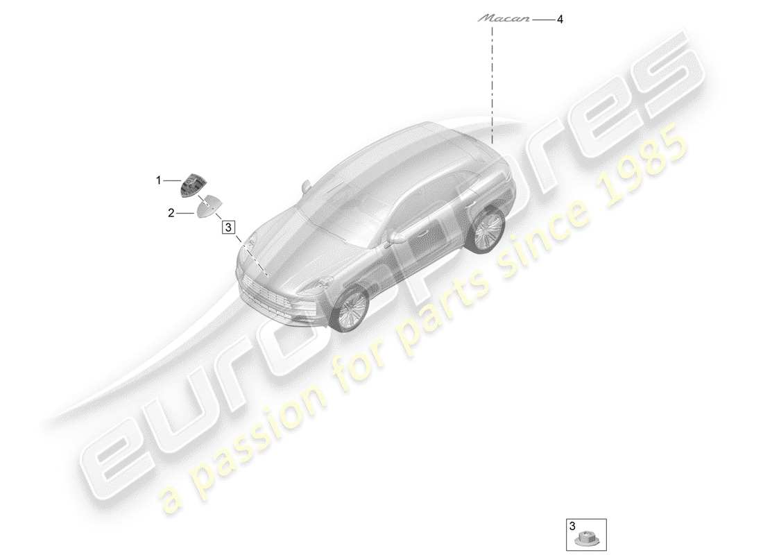 porsche macan (2020) nameplates part diagram