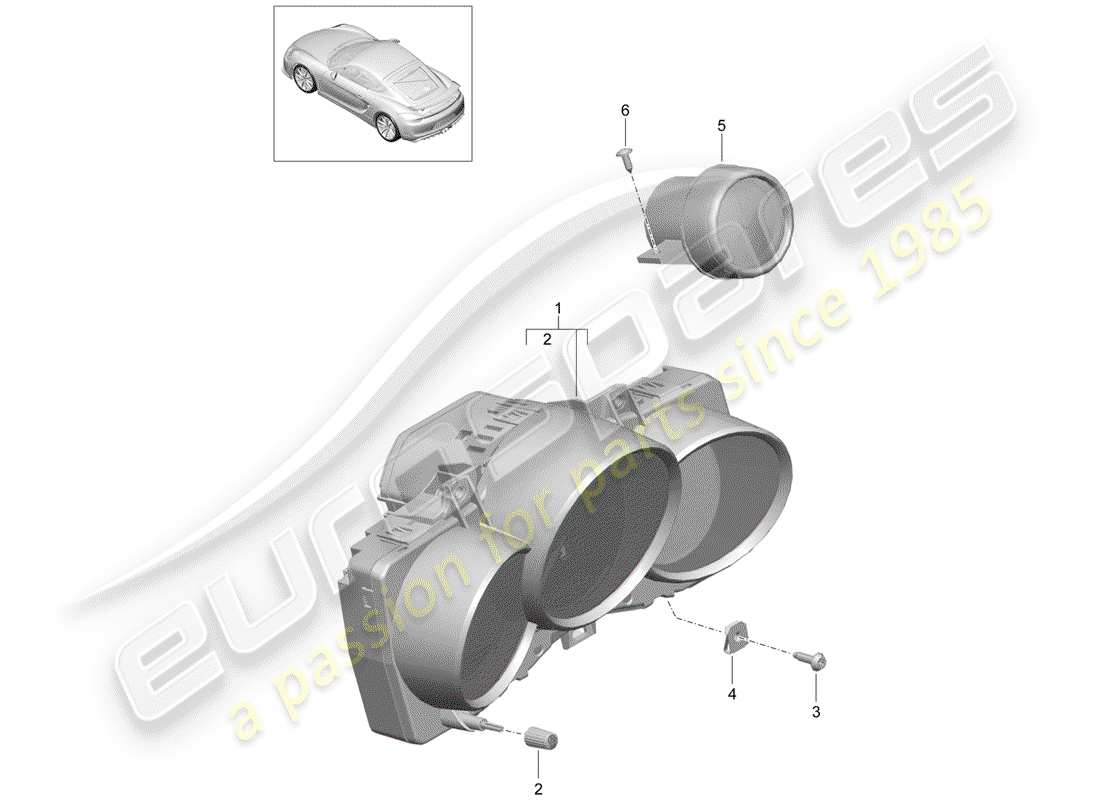 porsche cayman gt4 (2016) instrument cluster part diagram