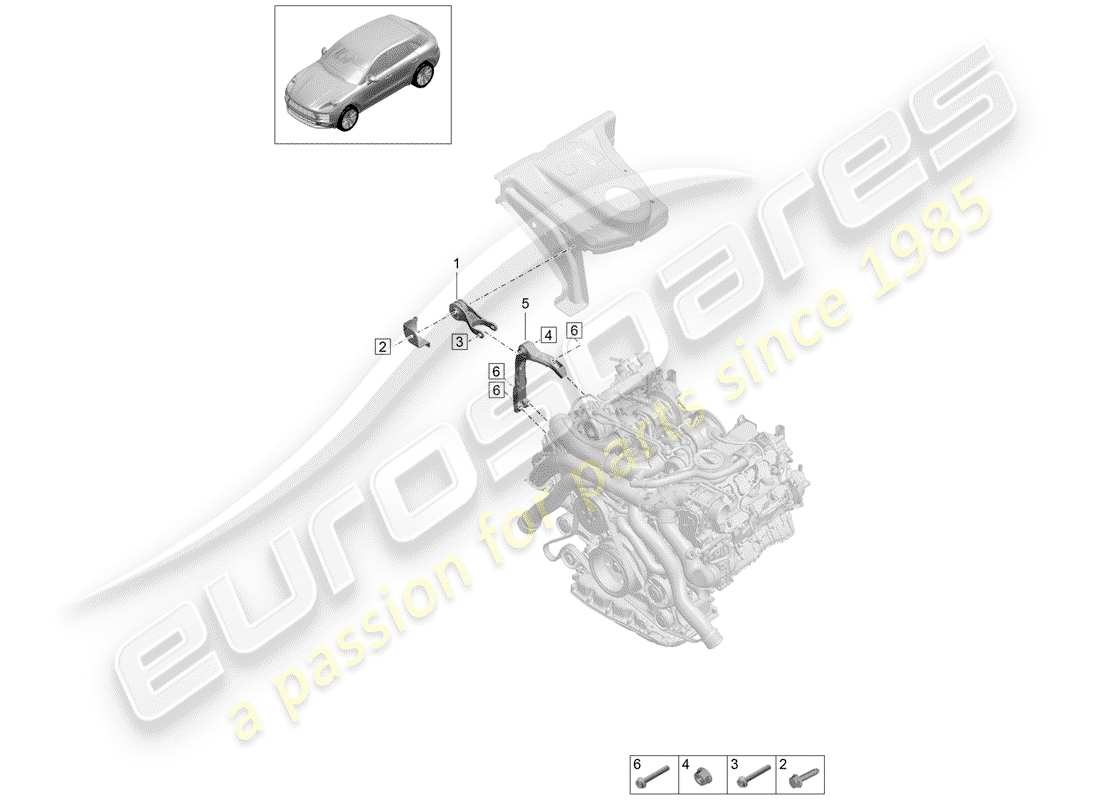 porsche macan (2019) engine lifting tackle part diagram