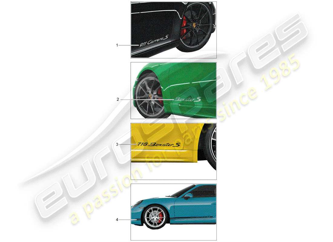 porsche tequipment 98x/99x (2019) trim foil part diagram