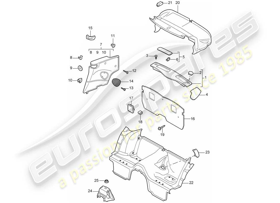 porsche 911 t/gt2rs (2011) trims part diagram