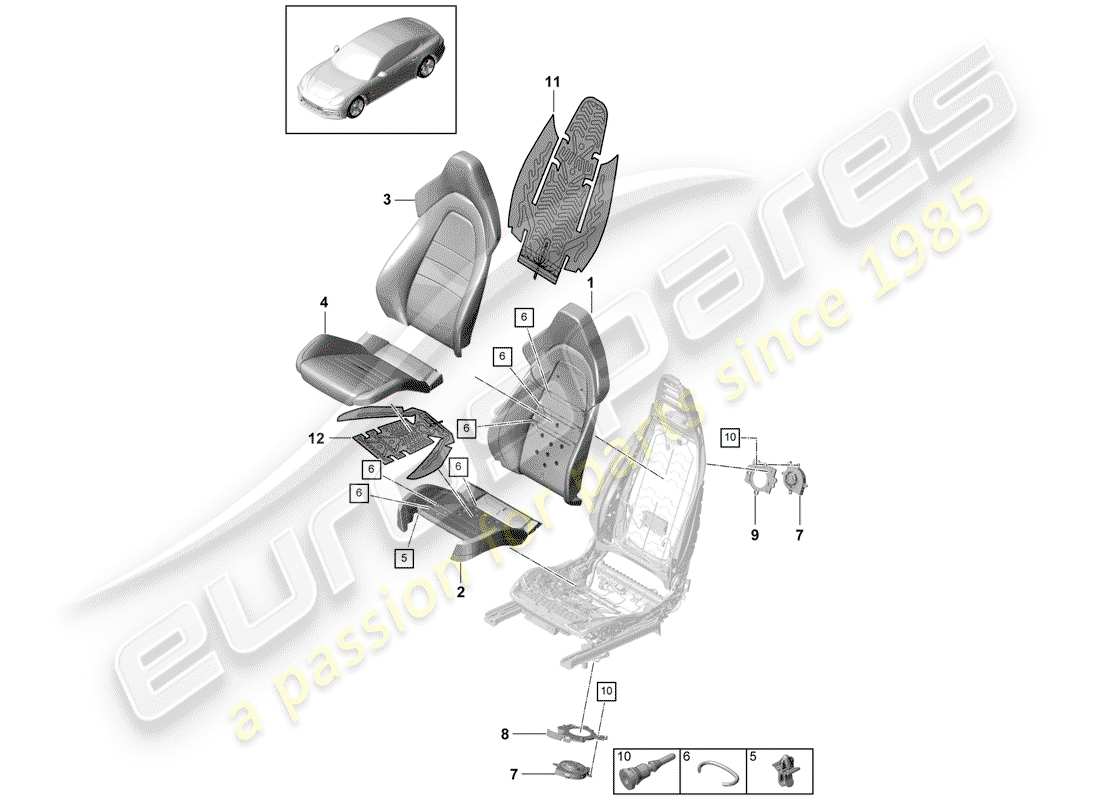 porsche panamera 971 (2017) foam part part diagram