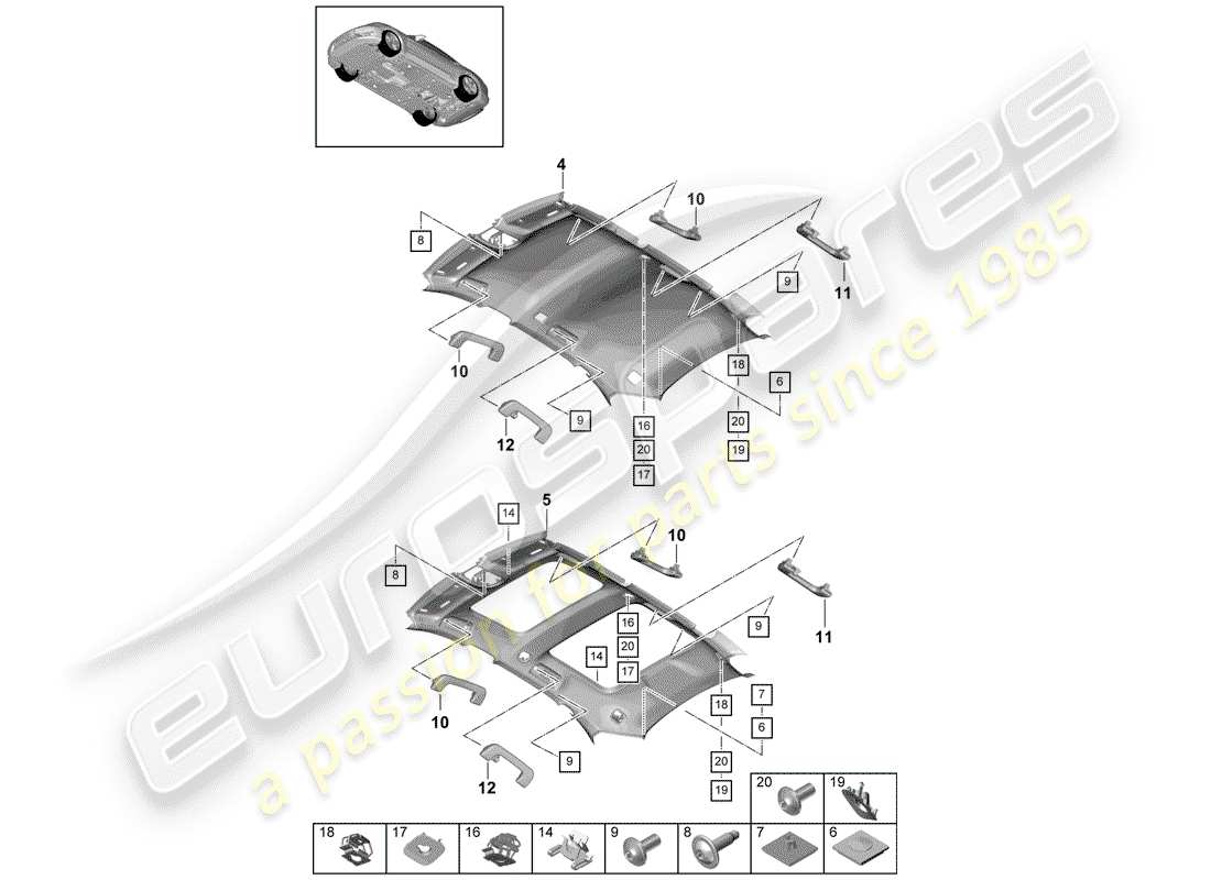 porsche panamera 971 (2017) accessories part diagram