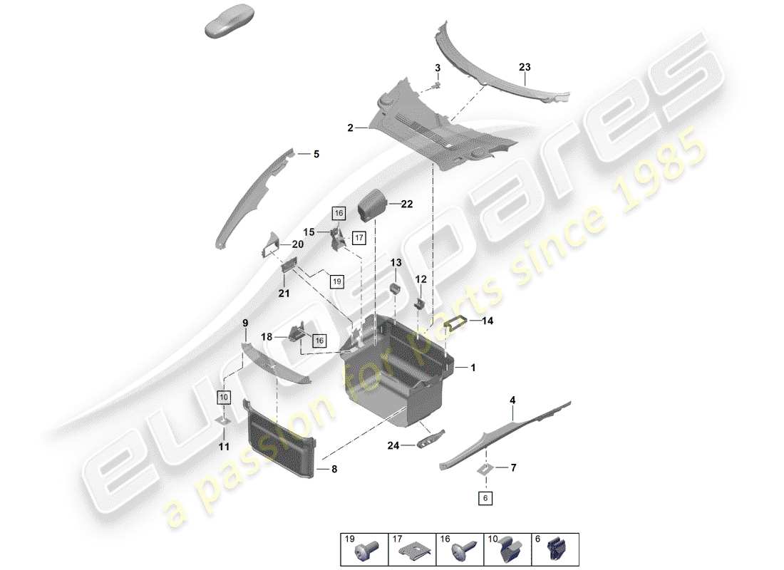 porsche boxster spyder (2020) boot lining part diagram