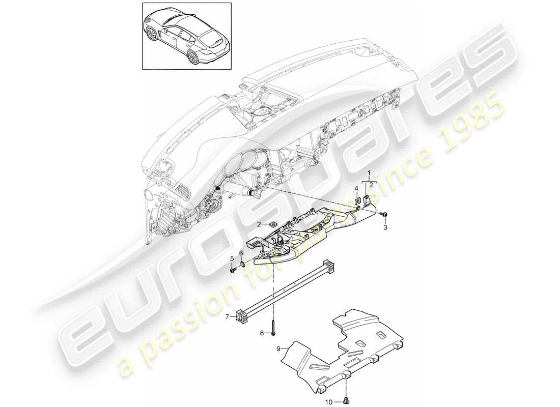 porsche panamera 970 (2010) dash panel trim part diagram