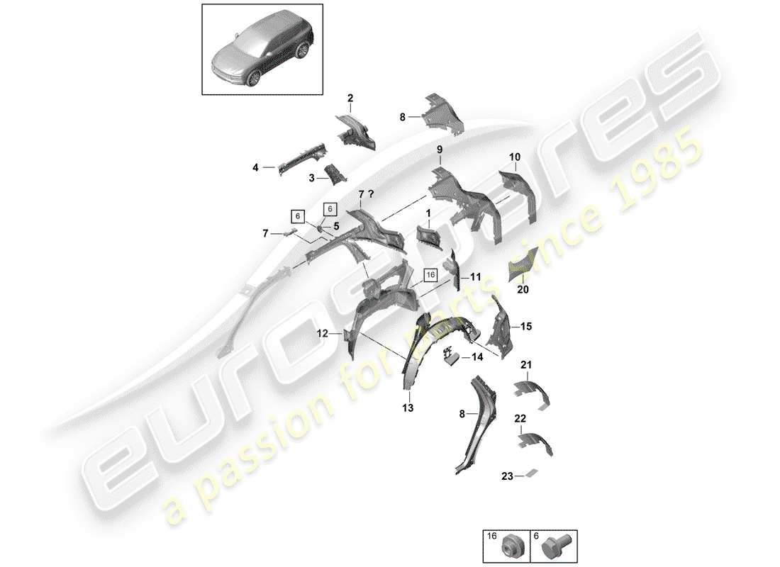 porsche cayenne e3 (2020) side panel part diagram