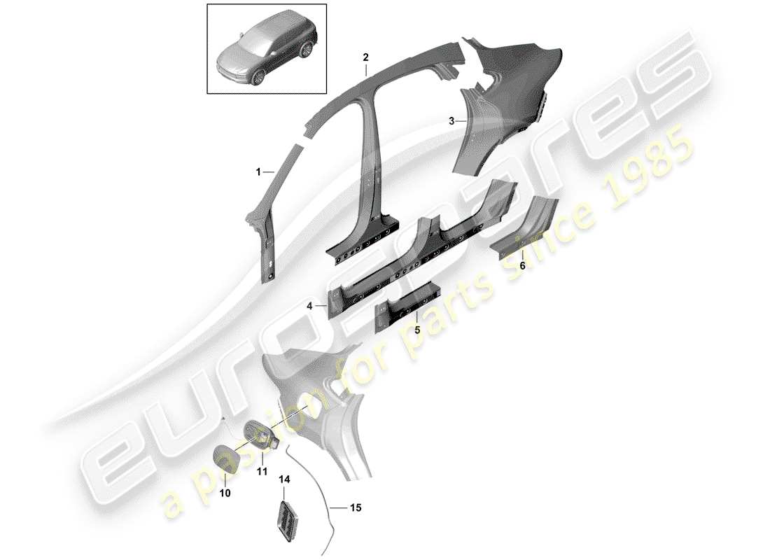 porsche cayenne e3 (2020) side panel part diagram