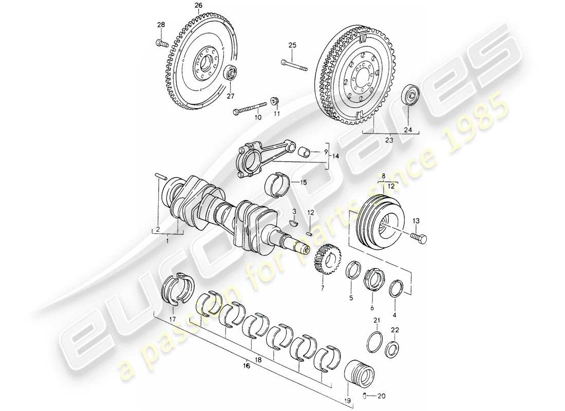 porsche 993 (1995) crankshaft part diagram