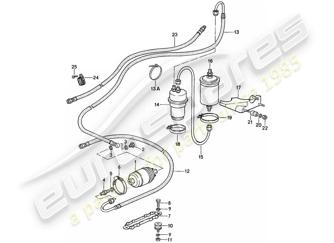 porsche 911 (1986) fuel system part diagram