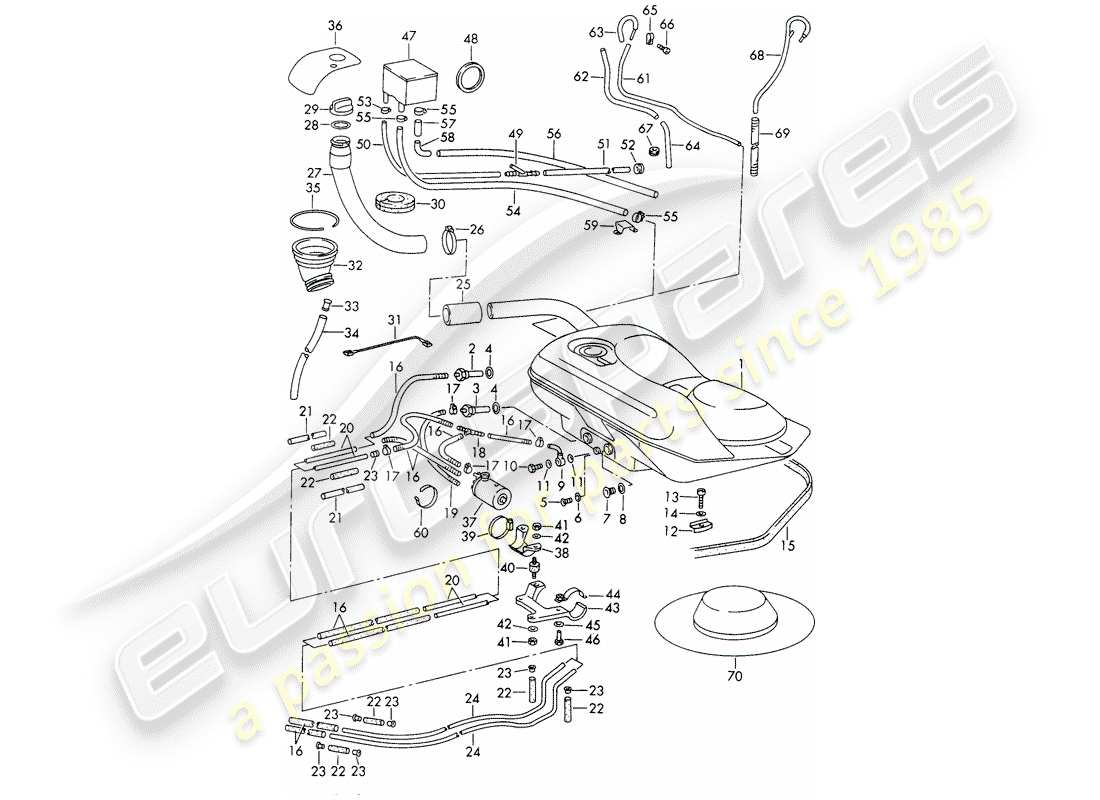 porsche 911/912 (1968) fuel system part diagram