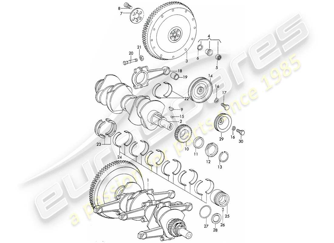 porsche 911/912 (1968) crankshaft - and - connecting rods part diagram