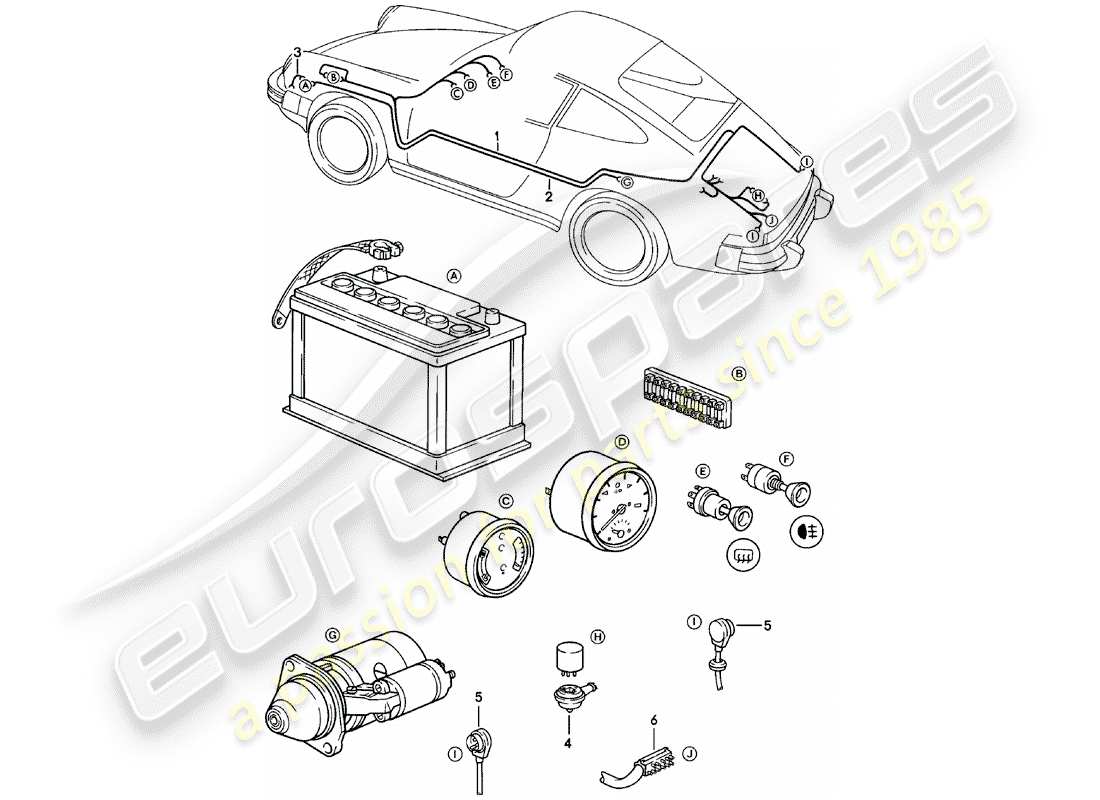 porsche 911 (1979) wiring harnesses part diagram