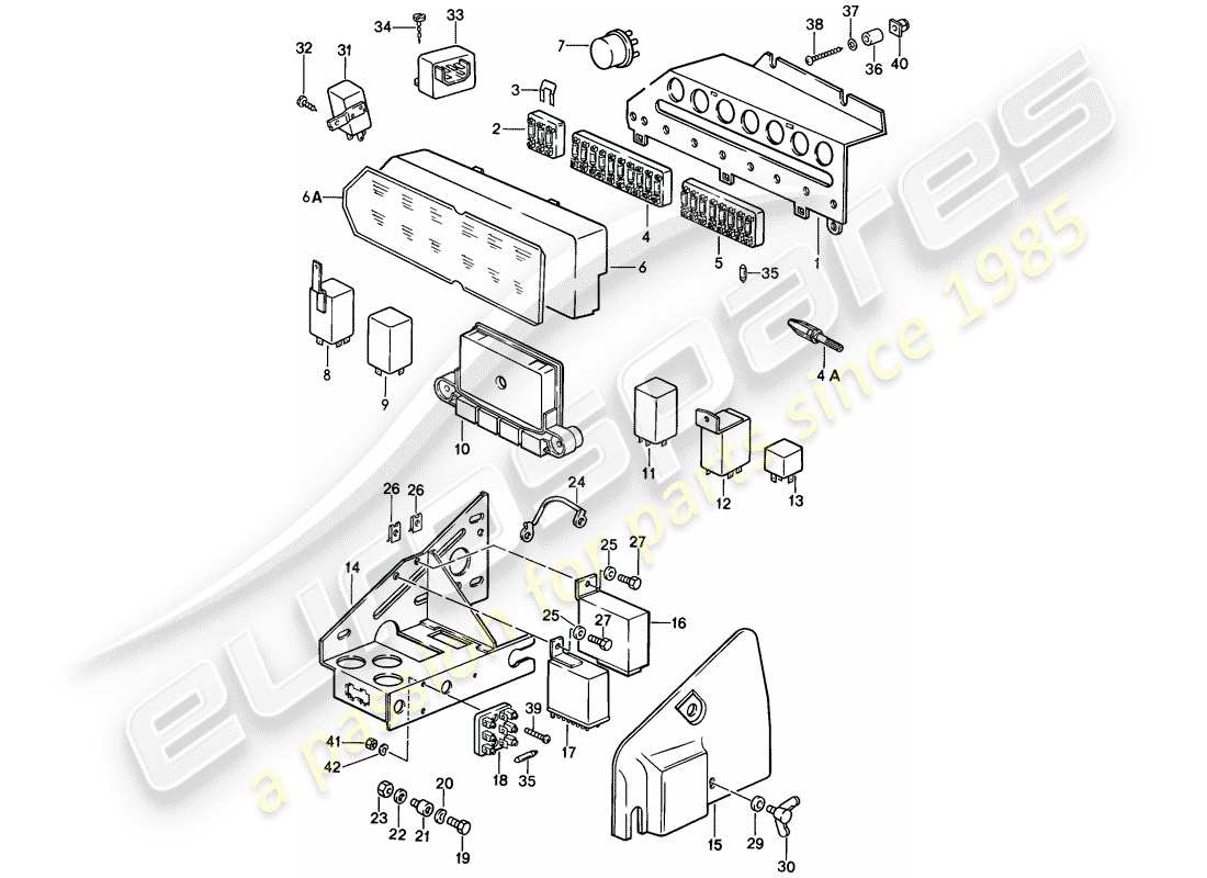 porsche 911 (1989) control units - relay - fuse box part diagram